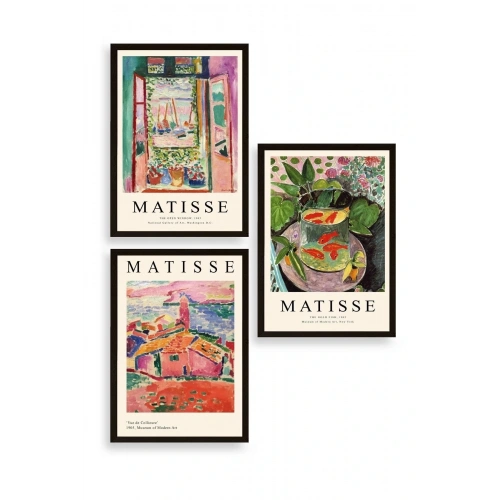 Matisse Üçlü Ahşap Çerçeveli Tablo 23 x 30