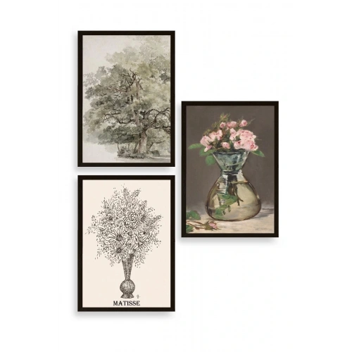 Matisse Üçlü Ahşap Çerçeveli Tablo 23 x 30