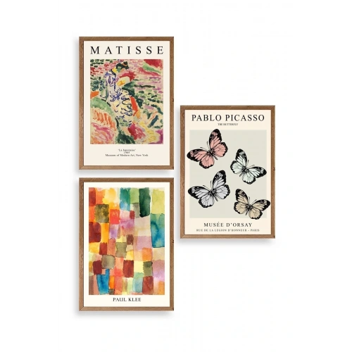 Matisse Üçlü Ahşap Çerçeveli Tablo 23 x 30
