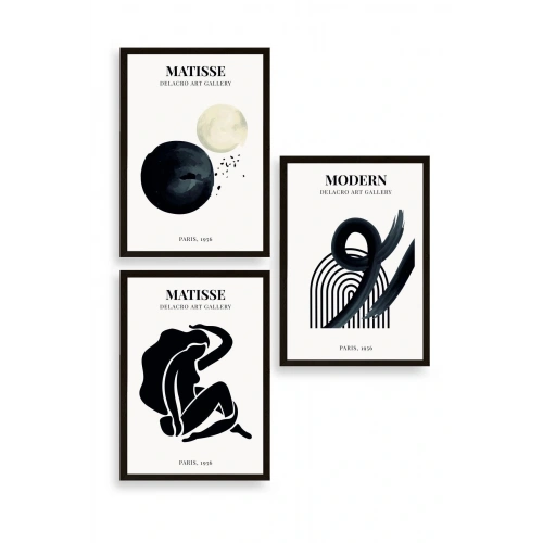 Matisse Üçlü Ahşap Çerçeveli Tablo 23 x 30