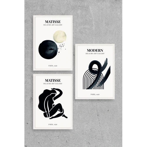 Matisse Üçlü Ahşap Çerçeveli Tablo 23 x 30