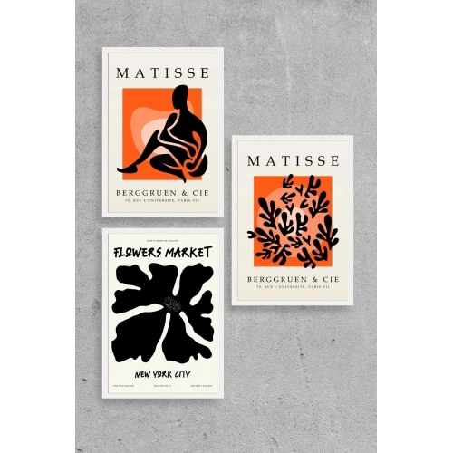 Matisse Üçlü Ahşap Çerçeveli Tablo 23 x 30