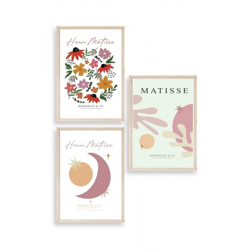 Matisse Üçlü Ahşap Çerçeveli Tablo 23 x 30