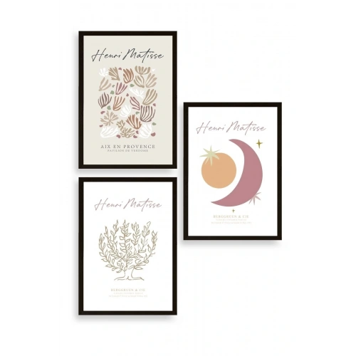 Matisse Üçlü Ahşap Çerçeveli Tablo 23 x 30