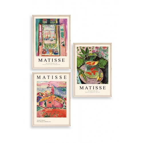 Matisse Üçlü Ahşap Çerçeveli Tablo 30 x 40