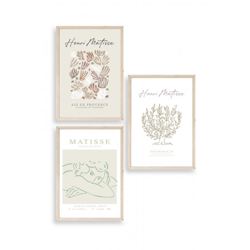 Matisse Üçlü Ahşap Çerçeveli Tablo 30 x 40