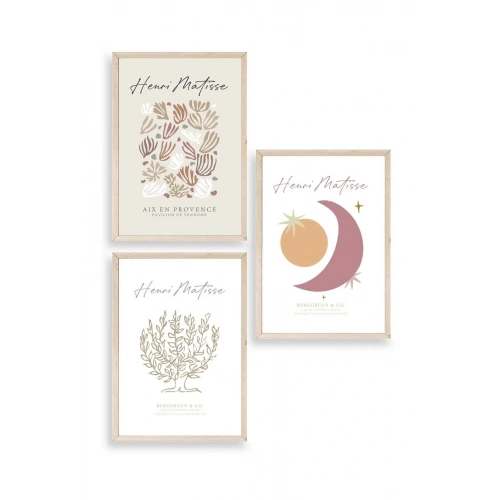 Matisse Üçlü Ahşap Çerçeveli Tablo 30 x 40