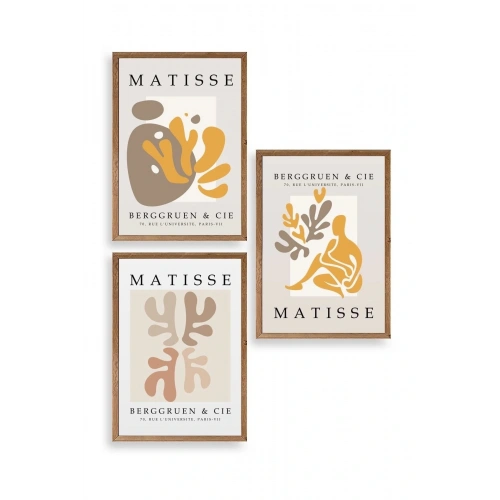 Matisse Üçlü Ahşap Çerçeveli Tablo 30 x 40