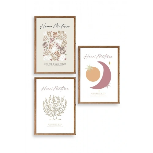 Matisse Üçlü Ahşap Çerçeveli Tablo 30 x 40