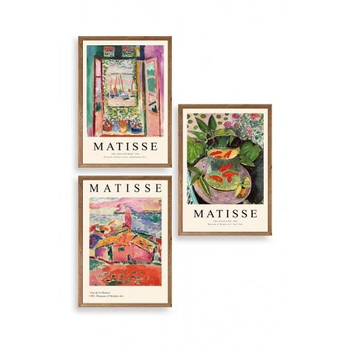 Matisse Üçlü Ahşap Çerçeveli Tablo 30 x 40
