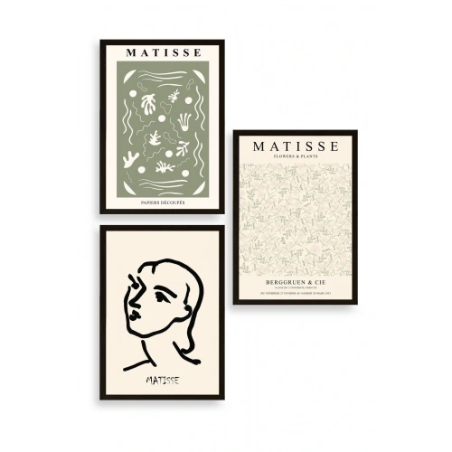 Matisse Üçlü Ahşap Çerçeveli Tablo 40 x 60