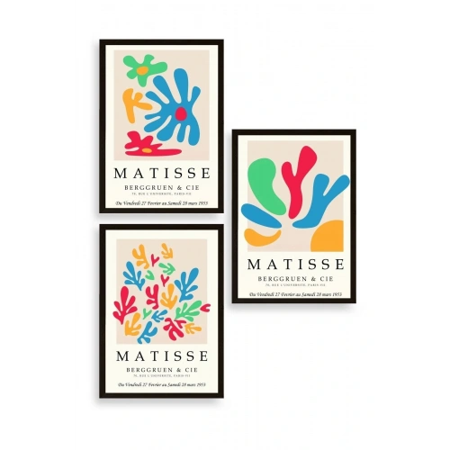 Matisse Üçlü Ahşap Çerçeveli Tablo 40 x 60