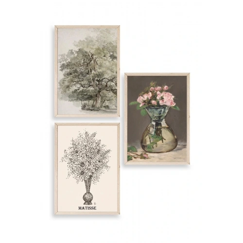 Matisse Üçlü Ahşap Çerçeveli Tablo 40 x 60