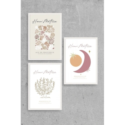 Matisse Üçlü Ahşap Çerçeveli Tablo 40 x 60