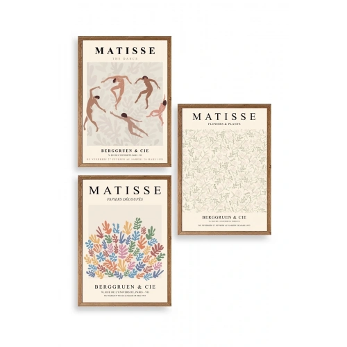 Matisse Üçlü Ahşap Çerçeveli Tablo 40 x 60