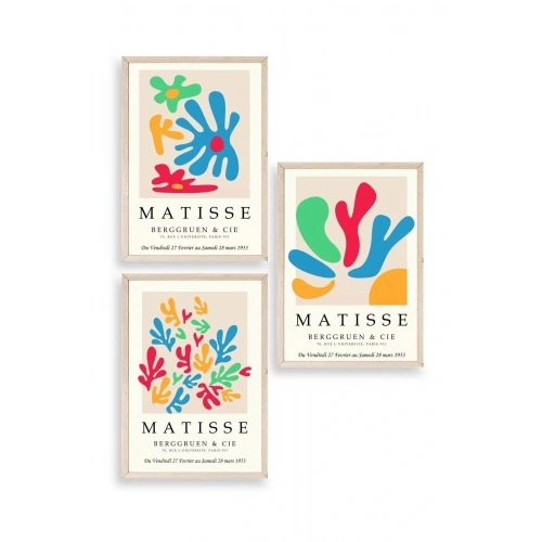 Matisse Üçlü Ahşap Çerçeveli Tablo 40 x 60