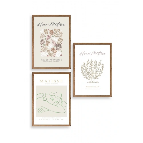 Matisse Üçlü Ahşap Çerçeveli Tablo 40 x 60