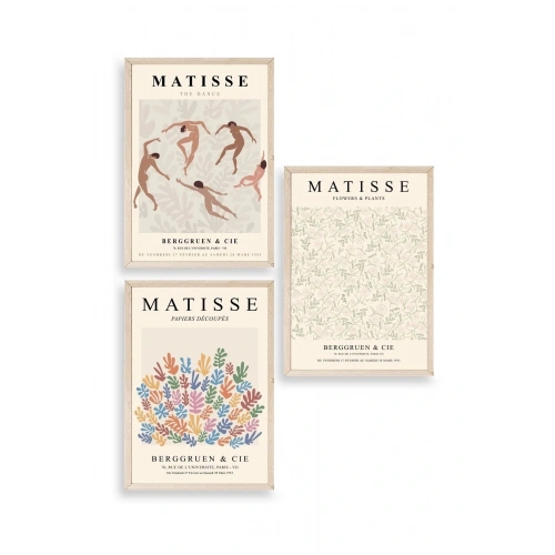 Matisse Üçlü Ahşap Çerçeveli Tablo 50 x 70