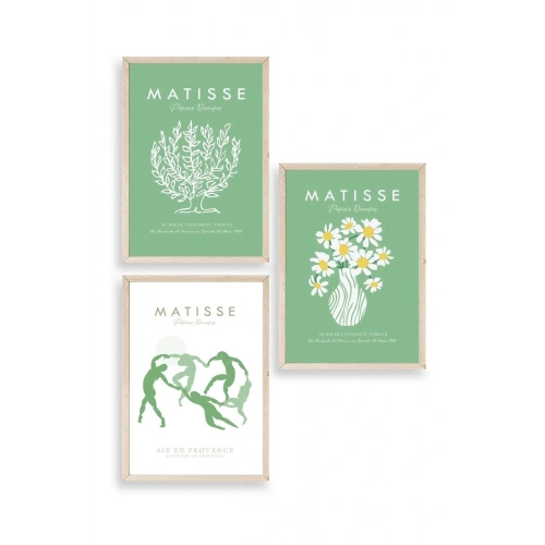 Matisse Üçlü Ahşap Çerçeveli Tablo 50 x 70