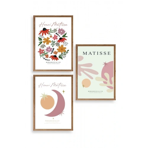 Matisse Üçlü Ahşap Çerçeveli Tablo 50 x 70