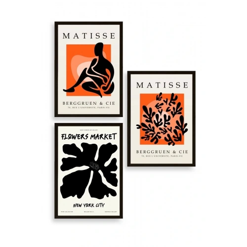 Matisse Üçlü Ahşap Çerçeveli Tablo 50 x 70