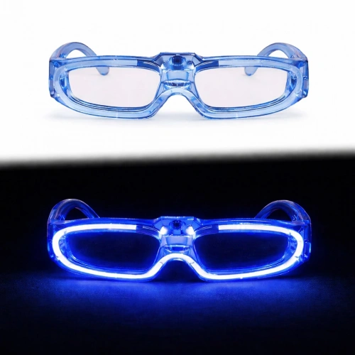 Mavi LED Işıklı Parti Gözlüğü 3 Modlu – Glow - Gece Eğlence Gözlüğü (5365)