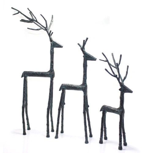 مجموعة ثلاثة غزلان معدنية