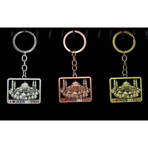 Metal Ayasofya Anahtarlık Kare Tasarım