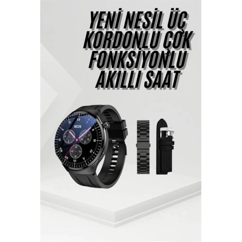 Metal Deri Silikon Kordonlu Akıllı Saat 1 Adet