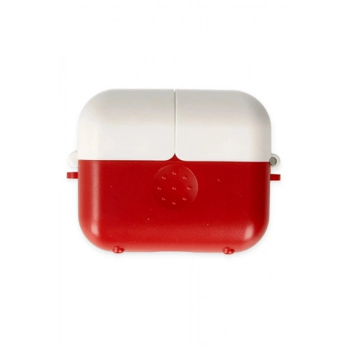 Mey İthalat®  Airpods 3 (3.nesil) Basmalı Kılıf - Kırmızı-Beyaz
