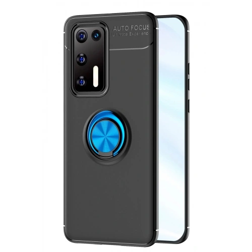 Durukar®  Huawei P40 Kılıf Range Yüzüklü Silikon - Siyah-Mavi