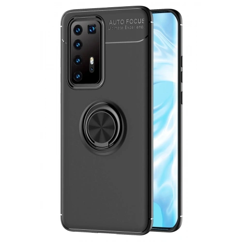 Durukar®  Huawei P40 Pro Kılıf Range Yüzüklü Silikon - Siyah