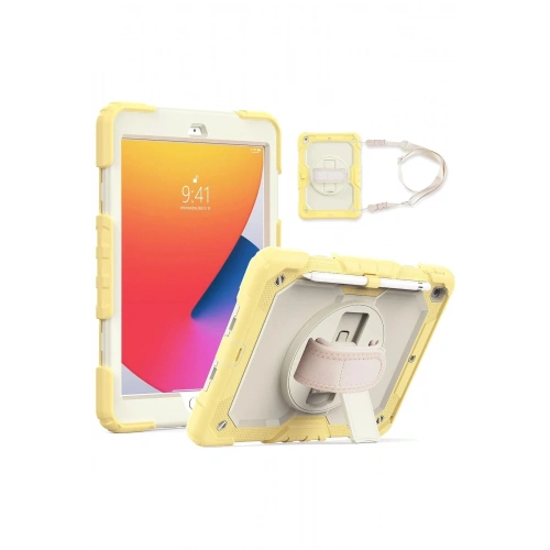 Durukar®  iPad 10.2 (7.nesil) Kılıf Strap New Tablet Kapak - Sarı