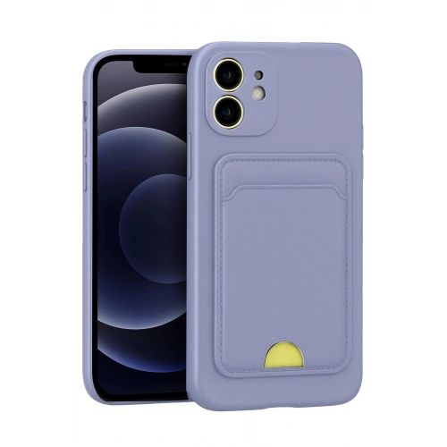 Mey İthalat®  iPhone 11 Kılıf Kelvin Kartvizitli Silikon - Lila