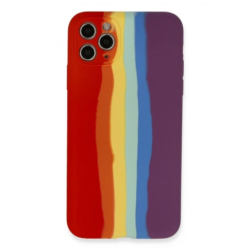 Durukar®  iPhone 11 Pro Kılıf Ebruli Lansman Silikon - Kırmızı-Mor