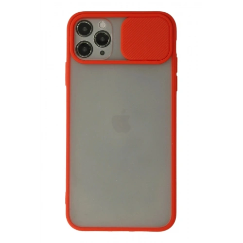 Durukar®  iPhone 11 Pro Max Kılıf Palm Buzlu Kamera Sürgülü Silikon - Kırmızı