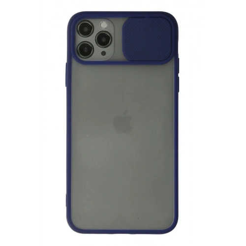 Durukar®  iPhone 11 Pro Max Kılıf Palm Buzlu Kamera Sürgülü Silikon - Lacivert