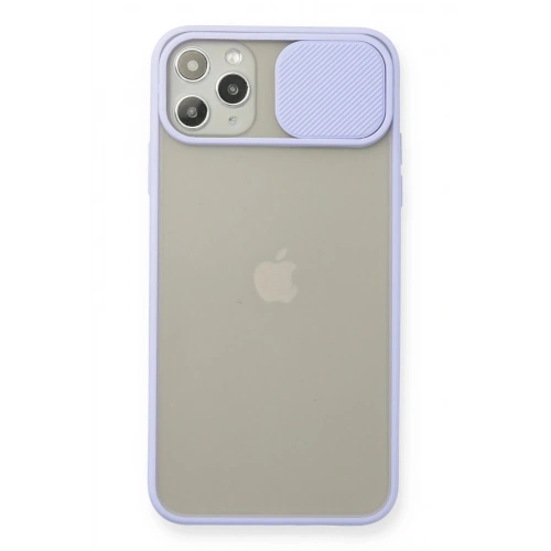 Mey İthalat®  iPhone 11 Pro Max Kılıf Palm Buzlu Kamera Sürgülü Silikon - Lila