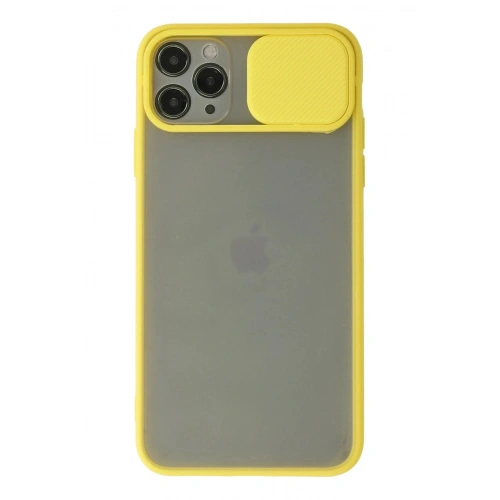 Durukar®  iPhone 11 Pro Max Kılıf Palm Buzlu Kamera Sürgülü Silikon - Sarı