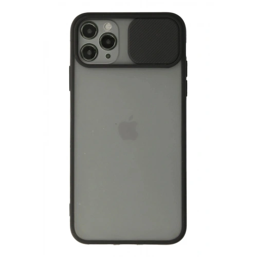 Durukar®  iPhone 11 Pro Max Kılıf Palm Buzlu Kamera Sürgülü Silikon - Siyah