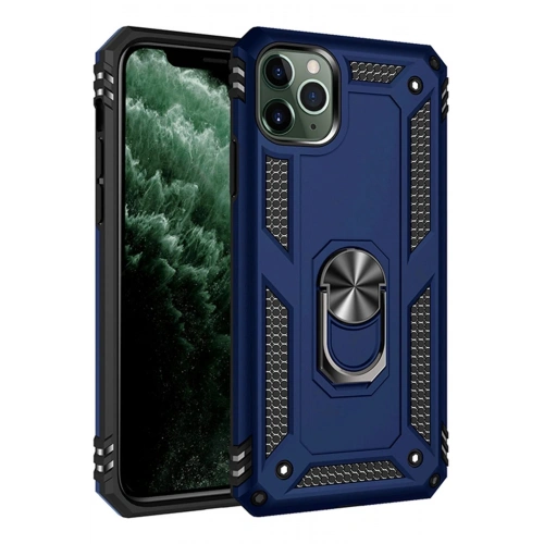 Durukar®  iPhone 11 Pro Max Kılıf Sofya Yüzüklü Silikon Kapak - Lacivert
