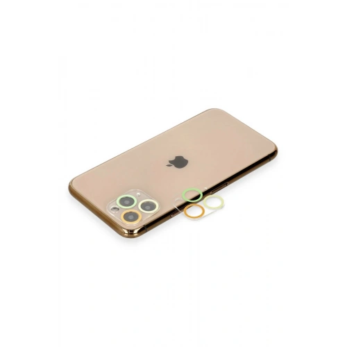 Mey İthalat®  iPhone 11 Pro Renkli Kamera Lens Koruma Cam - Pembe-Mavi