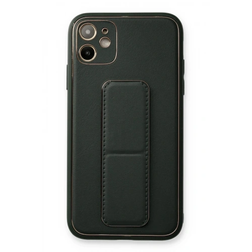 Durukar®  iPhone 12 Kılıf Coco Deri Standlı Kapak - Füme
