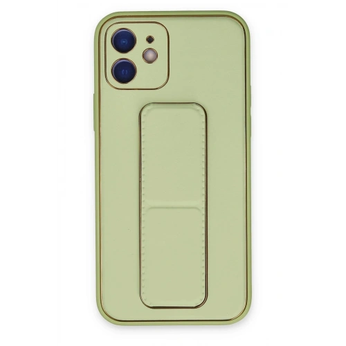 Durukar®  iPhone 12 Kılıf Coco Deri Standlı Kapak - Su Yeşili