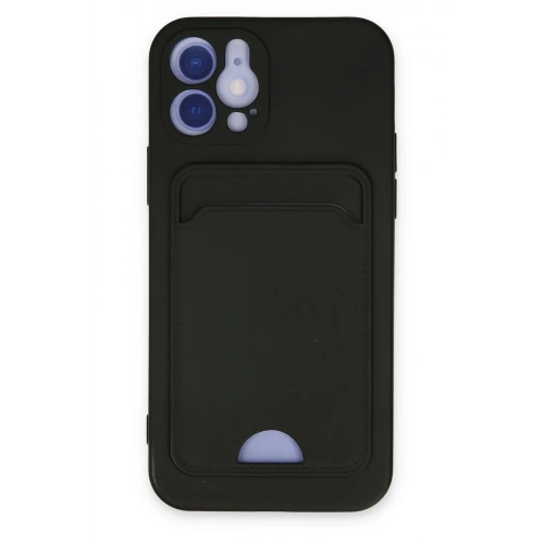 Mey İthalat®  iPhone 12 Kılıf Kelvin Kartvizitli Silikon - Siyah