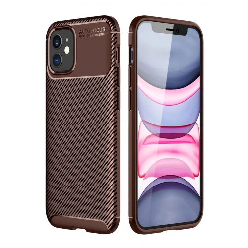 Durukar®  iPhone 12 Mini Kılıf Auto Focus Karbon Kapak - Kahverengi