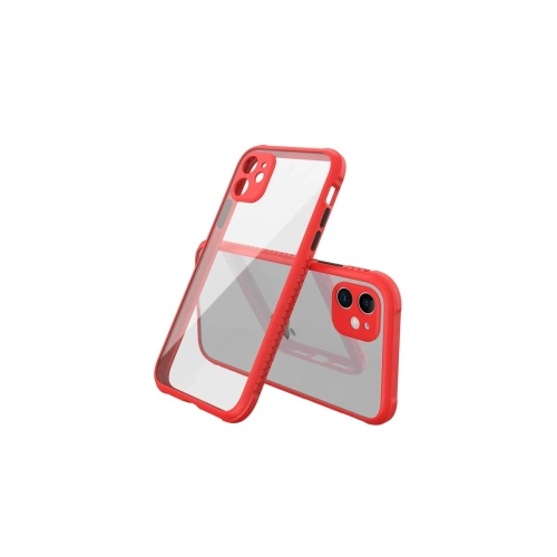 Durukar®  iPhone 12 Mini Kılıf Miami Şeffaf Silikon - Kırmızı
