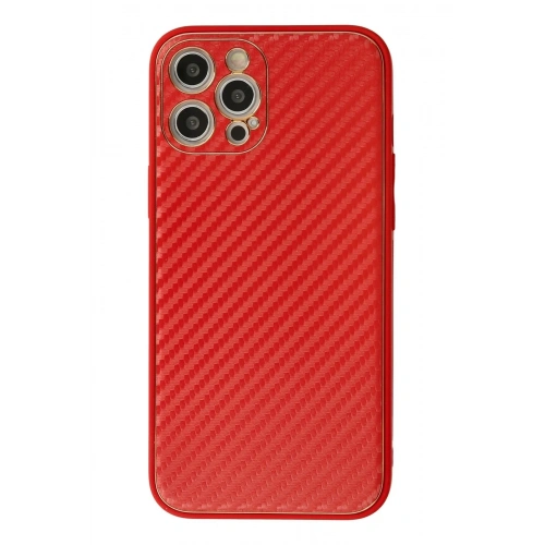 Durukar®  iPhone 12 Pro Kılıf Coco Karbon Silikon - Kırmızı