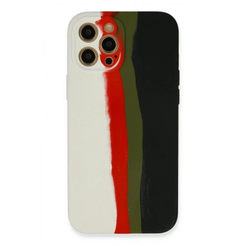 Durukar®  iPhone 12 Pro Kılıf Ebruli Lansman Silikon - Beyaz-Siyah