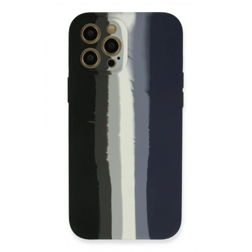 Durukar®  iPhone 12 Pro Kılıf Ebruli Lansman Silikon - Siyah-Lacivert